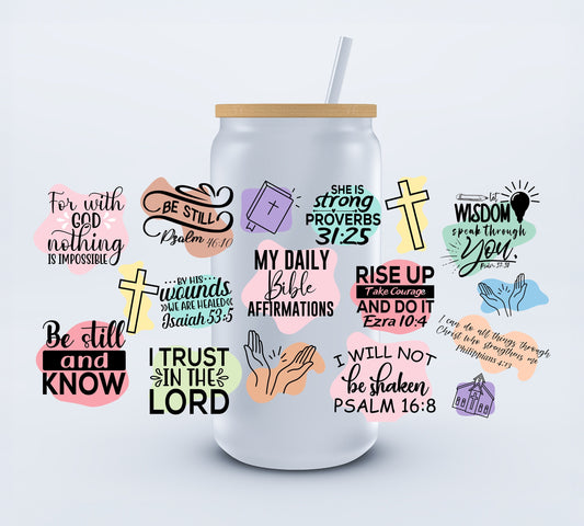 UVDTF Bible Affirmations 16oz Libbey cup wraps Ju-Nel Fashion Boutique