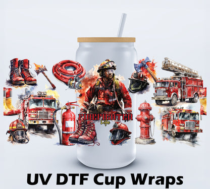 UVDTF Fire Fighter Life Libbey cup wraps Ju-Nel Fashion Boutique