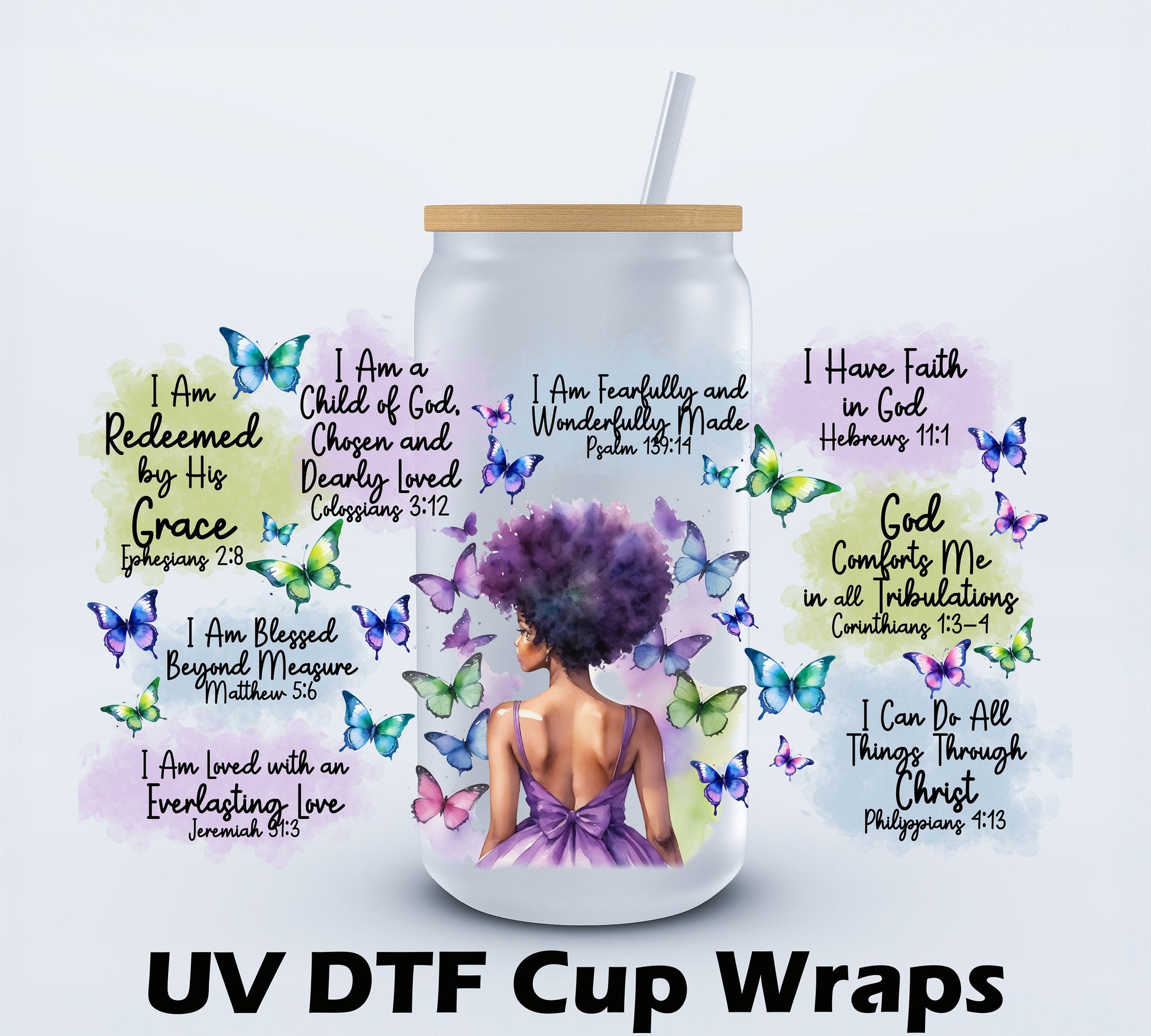 UVDTF Bible Affirmations 16oz Libbey Cup Wrap Ju-Nel Fashion Boutique