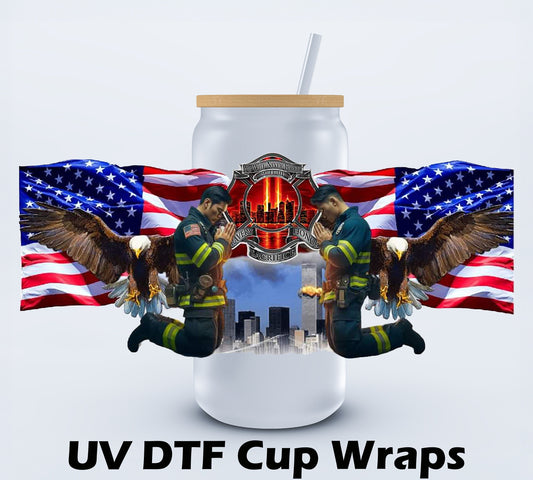 UVDTF 911 Fire Fighter  Libbey cup wraps Ju-Nel Fashion Boutique