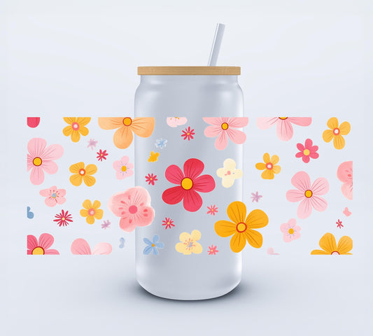 UVDTF Flowers 16oz Libbey Cup Wrap Ju-Nel Fashion Boutique