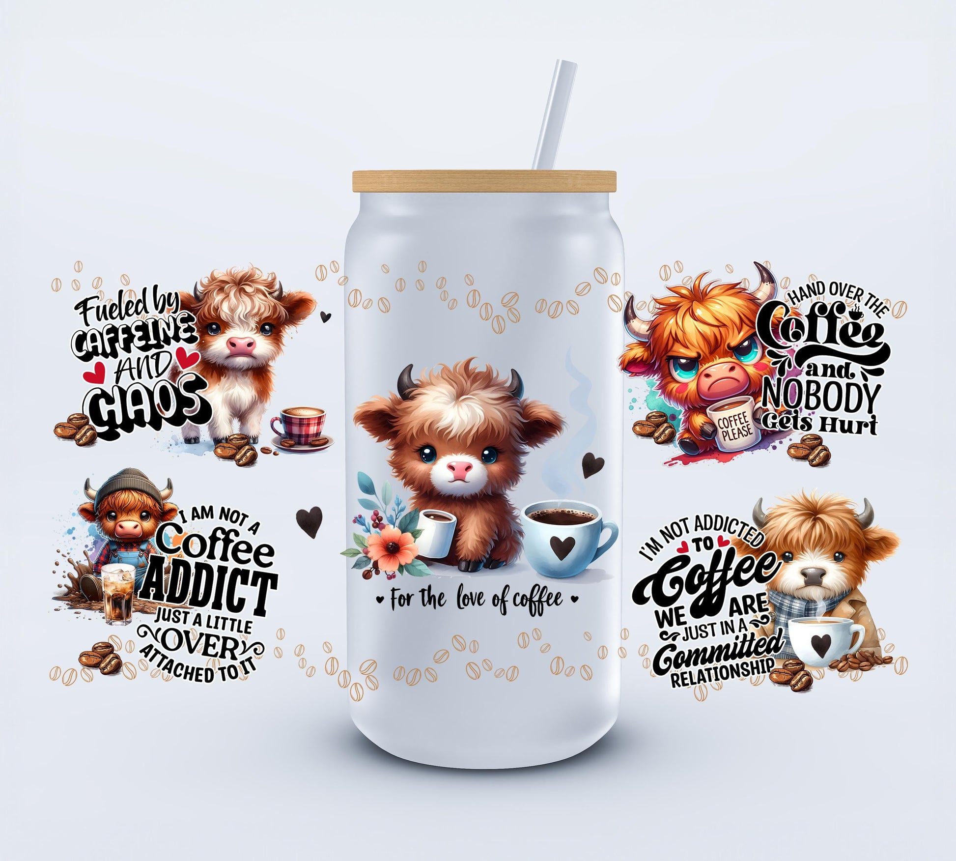 UVDTF Coffee Cow 16oz Libbey Cup Wrap Ju-Nel Fashion Boutique