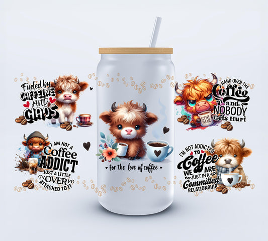 UVDTF Coffee Cow 16oz Libbey Cup Wrap Ju-Nel Fashion Boutique