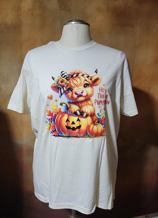 Highland Cow Hey There Pumpkin T-shirt Ju-Nel Fashion Boutique