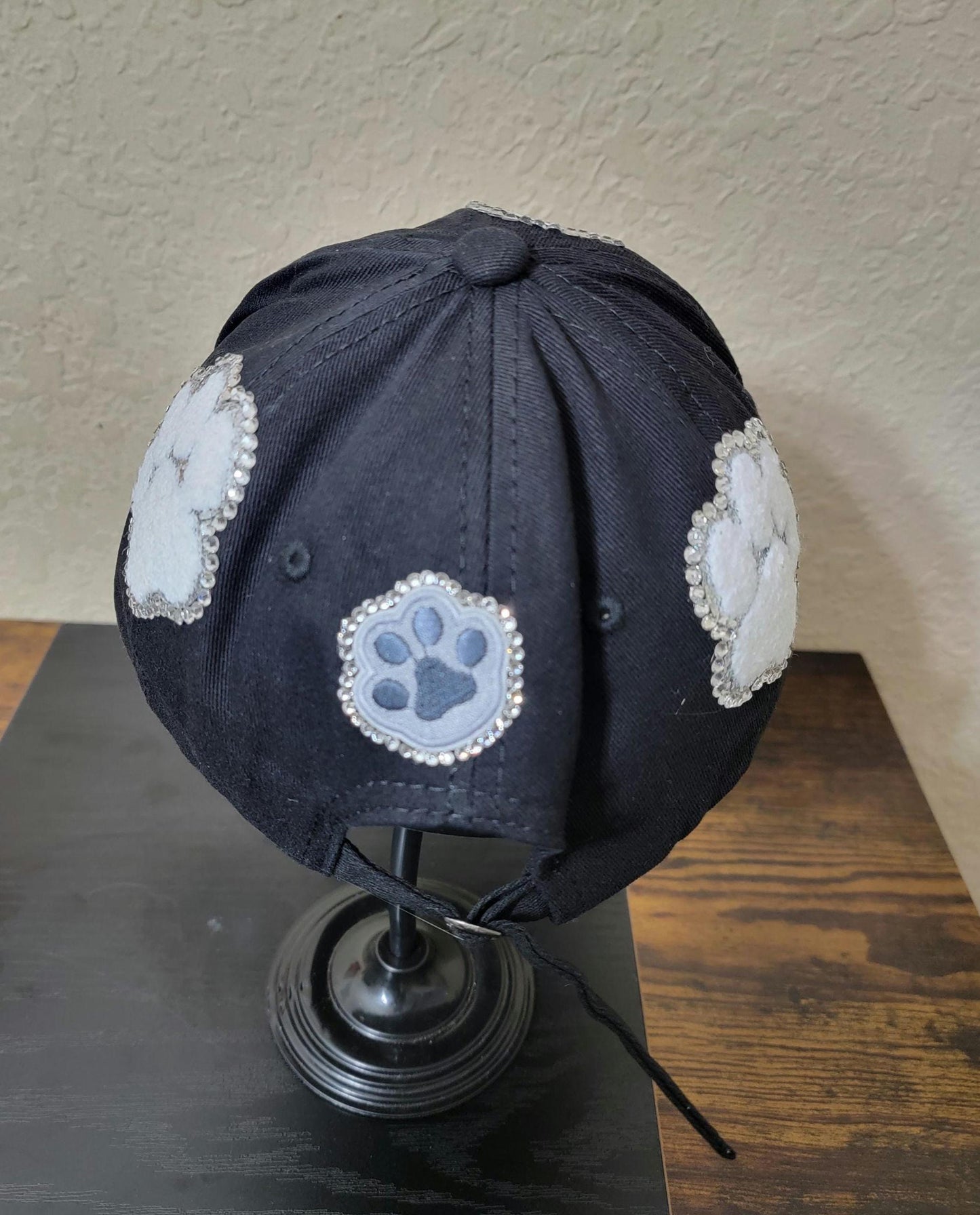 Handcrafted Black  Distressed  Rhinestone Unstructured Dog Mom Cap Ju-Nel Fashion Boutique