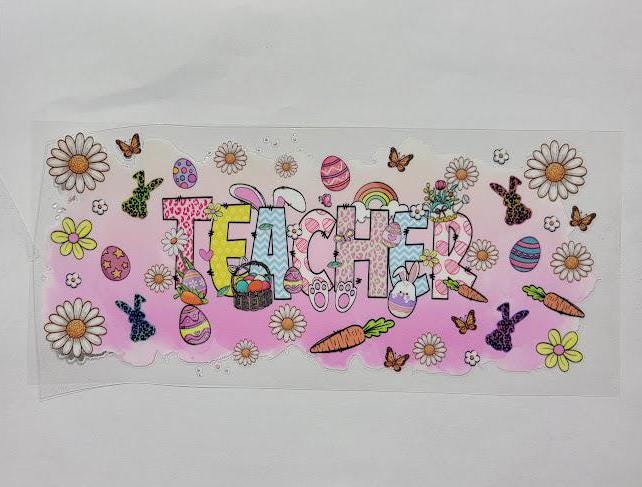 UVDTF 16oz Teacher Easter Libbey cup wraps Ju-Nel Fashion Boutique