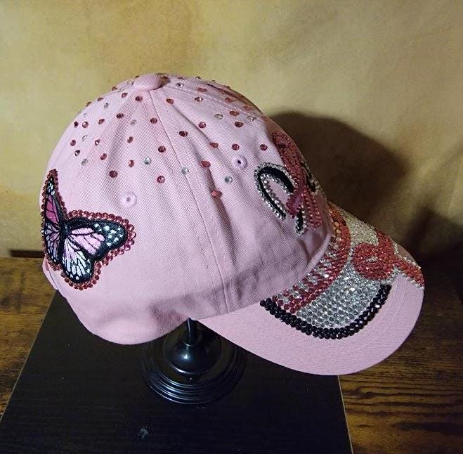 Pink Breast Cancer Rhinestone Hope Unstructured  Cap Ju-Nel Fashion Boutique