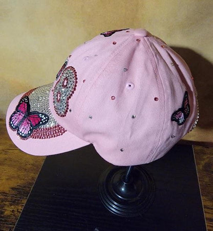 Pink 78 Free Style Rhinestone Hope Unstructured Cap Ju-Nel Fashion Boutique