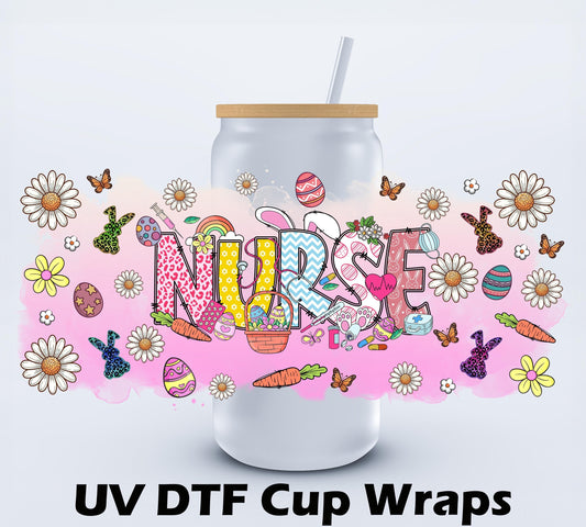 UVDTF 16oz Nurse Easter Libbey cup wraps Ju-Nel Fashion Boutique