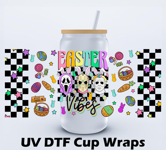 UVDTF 16oz Horror Easter Vibes Libbey cup wraps Ju-Nel Fashion Boutique
