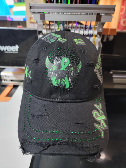 Distressed Kidney Awareness Unstructured  Black Cap Ju-Nel Fashion Boutique