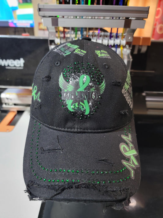 Distressed Kidney Awareness Unstructured  Black Cap Ju-Nel Fashion Boutique
