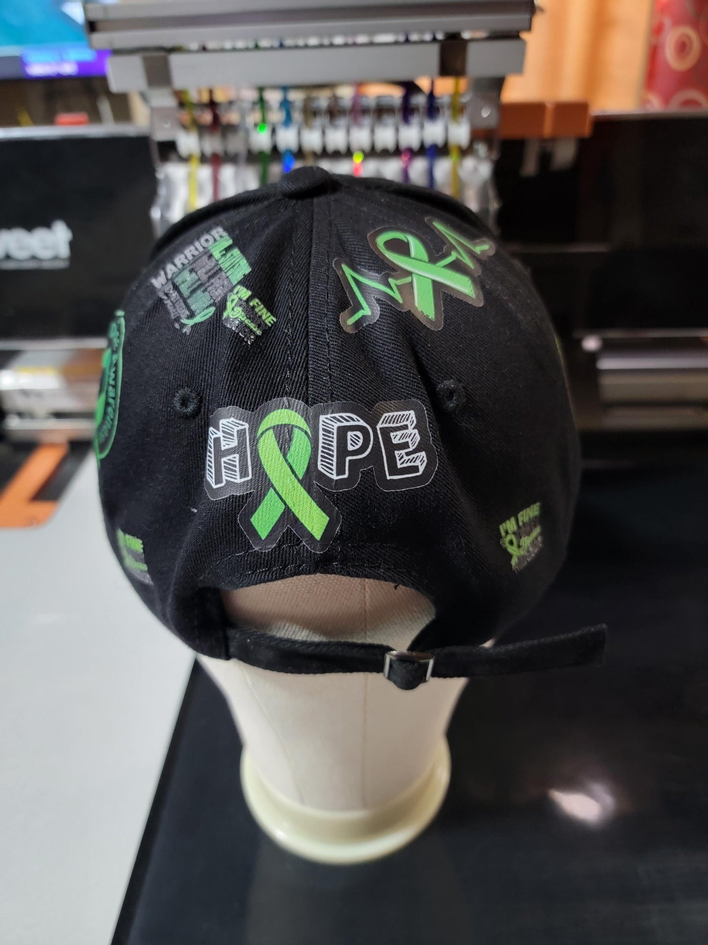 Distressed Kidney Awareness Unstructured  Black Cap Ju-Nel Fashion Boutique