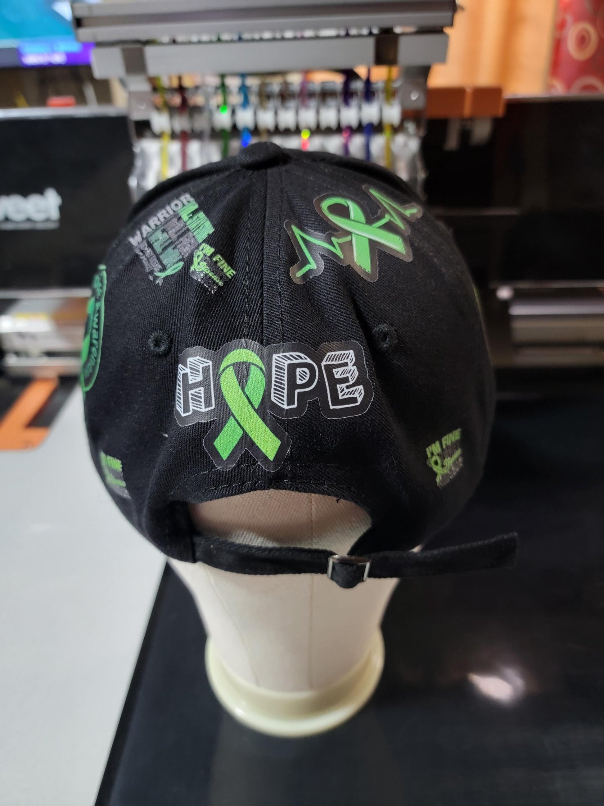 Distressed Kidney Awareness Unstructured  Black Cap Ju-Nel Fashion Boutique