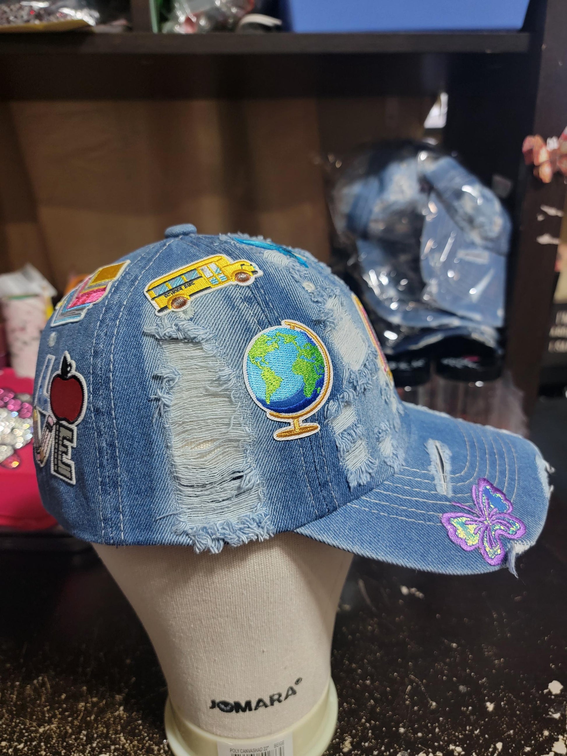 Handcrafted Khaki Distressed  Unstructured Nurse Cap Ju-Nel Fashion Boutique