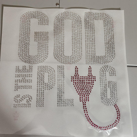 God is the Plug Hotfix Rhinestone Transfer 9.25x11 Ju-Nel Fashion Boutique