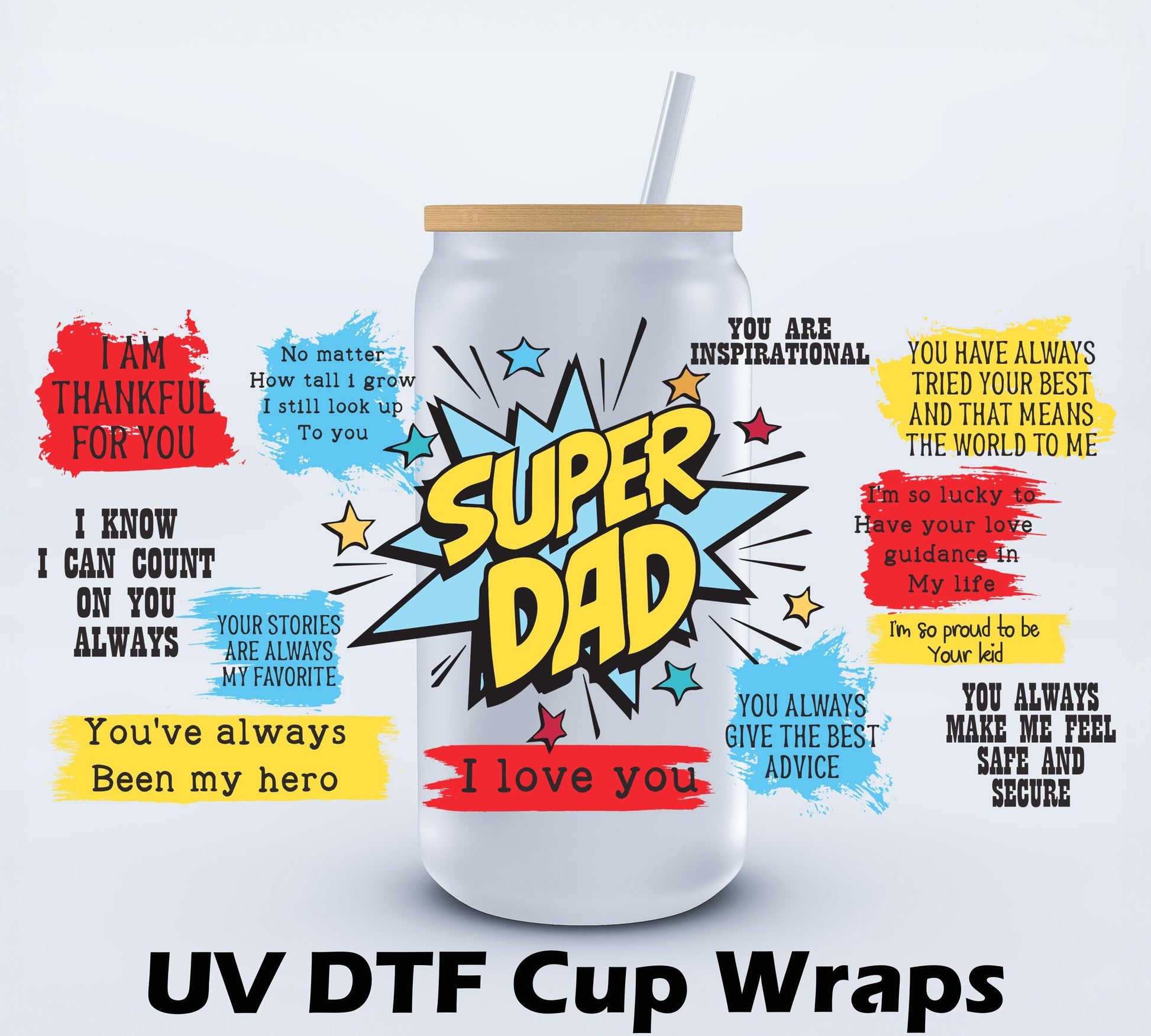UVDTF Super Dad 16oz Libbey cup wraps Ju-Nel Fashion Boutique
