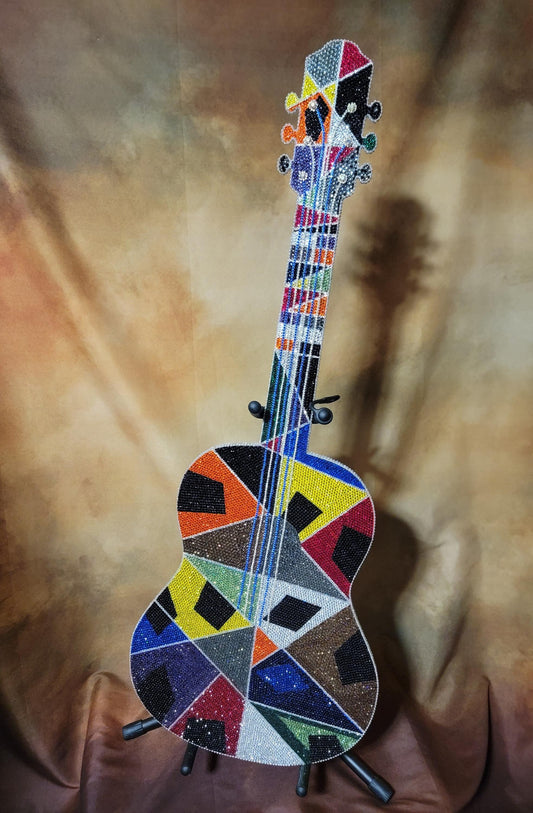 One-of-a-Kind Handcrafted Multicolored Rhinestone Guitar Wall Art Ju-Nel Fashion Boutique