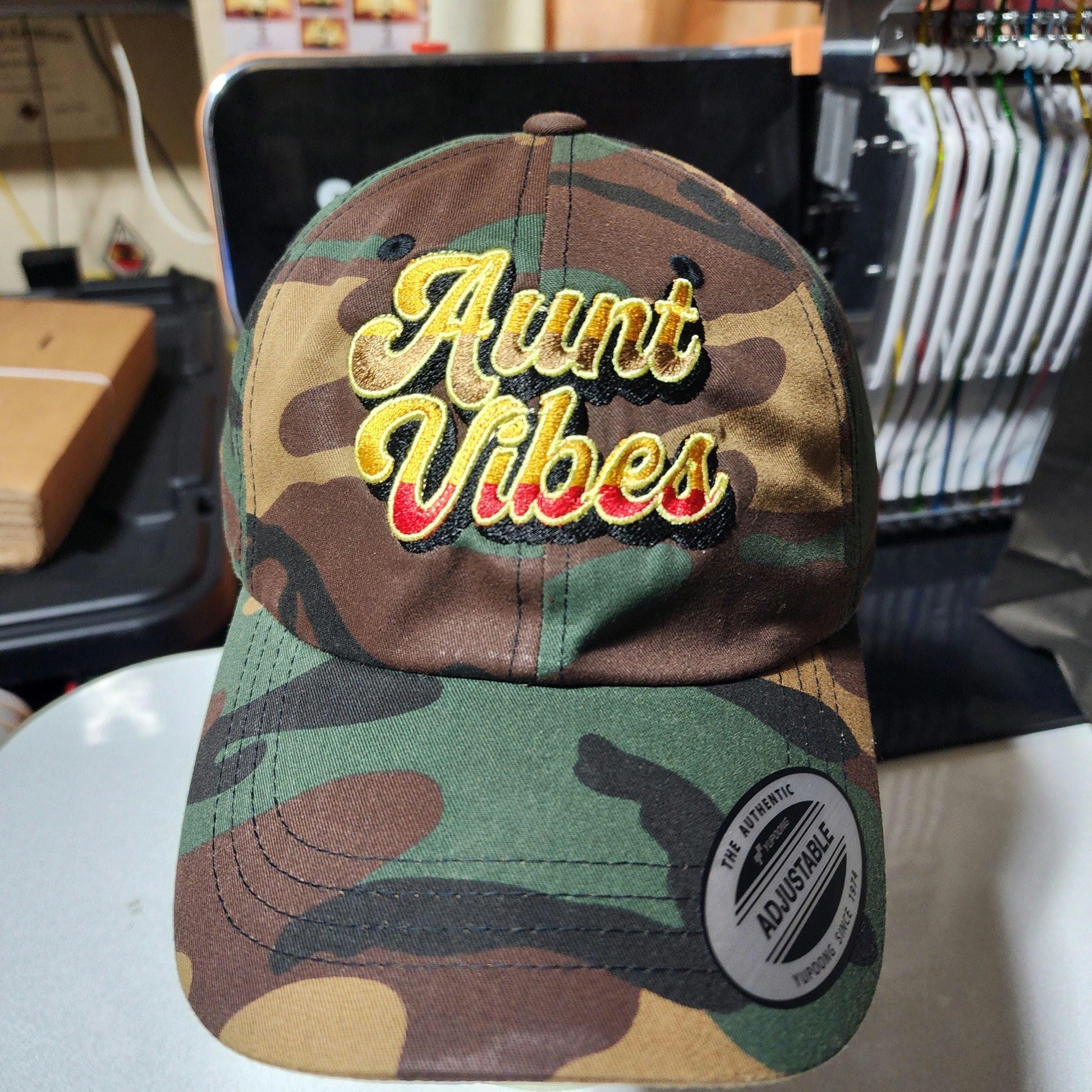 Aunt Vibes Unstructured Camo Cap Ju-Nel Fashion Boutique