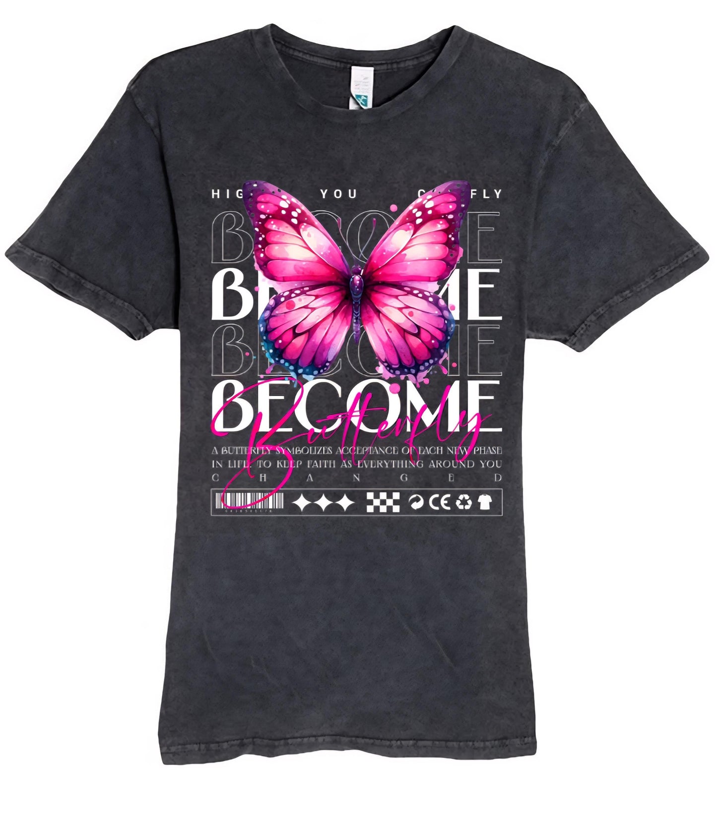 Become Butterfly" Graphic Tee – Inspirational Pink Butterfly Shirt Ju-Nel Fashion Boutique