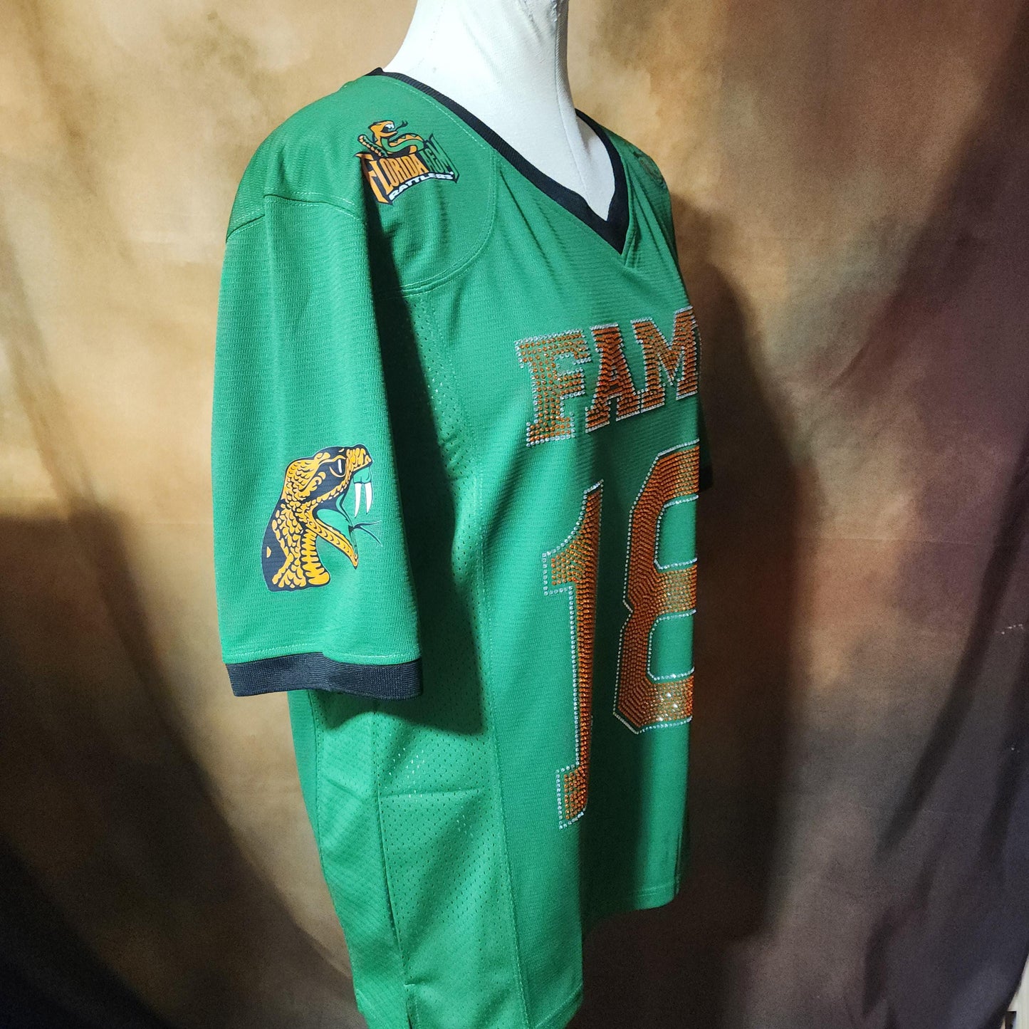 FAMU Rattlers Rhinestone Jersey – Green & Orange Sparkle Edition Ju-Nel Fashion Boutique