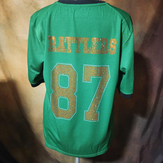 FAMU Rattlers Rhinestone Jersey – Green & Orange Sparkle Edition Ju-Nel Fashion Boutique