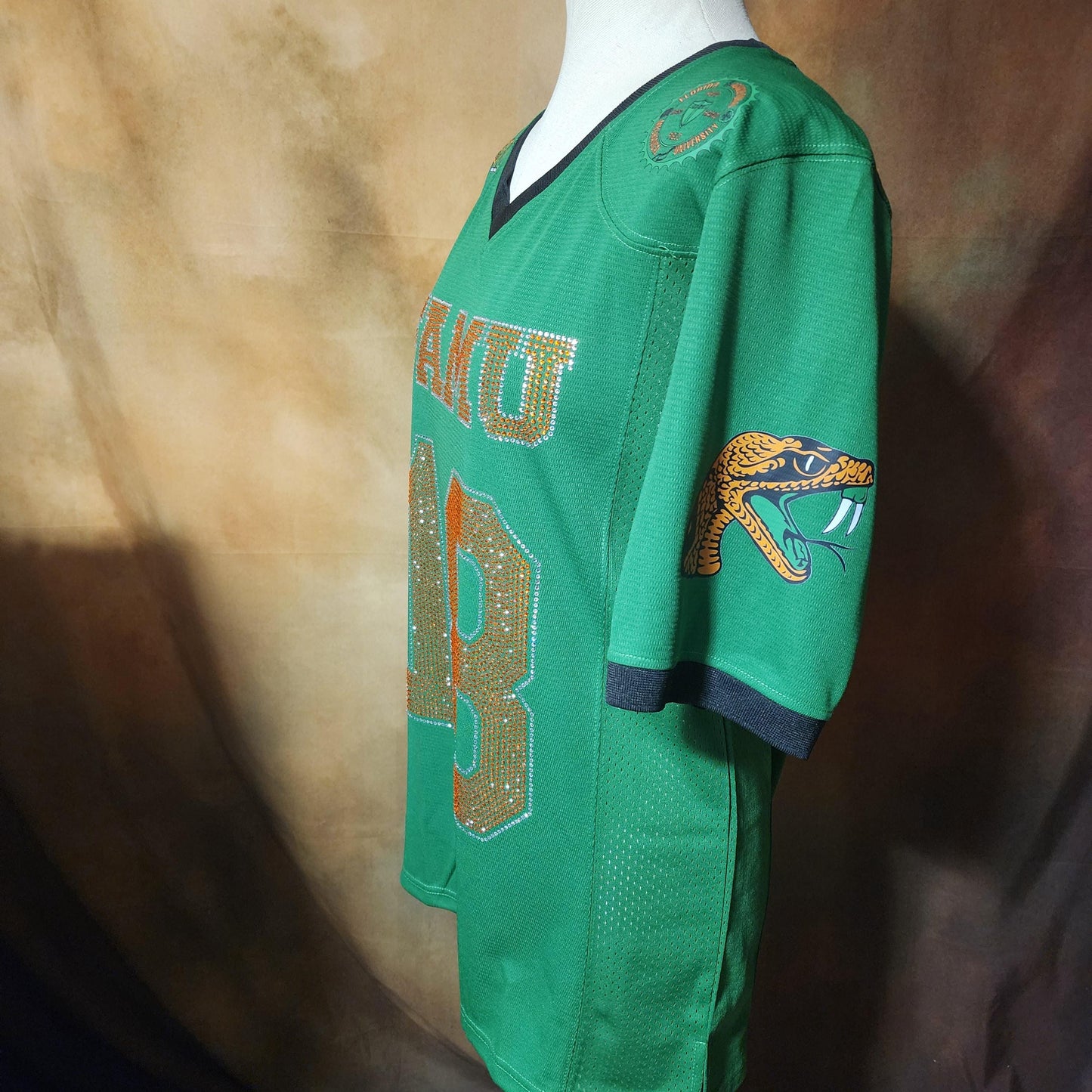 FAMU Rattlers Rhinestone Jersey – Green & Orange Sparkle Edition Ju-Nel Fashion Boutique