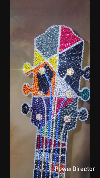 Handcrafted Rhinestone Guitar Wall Art