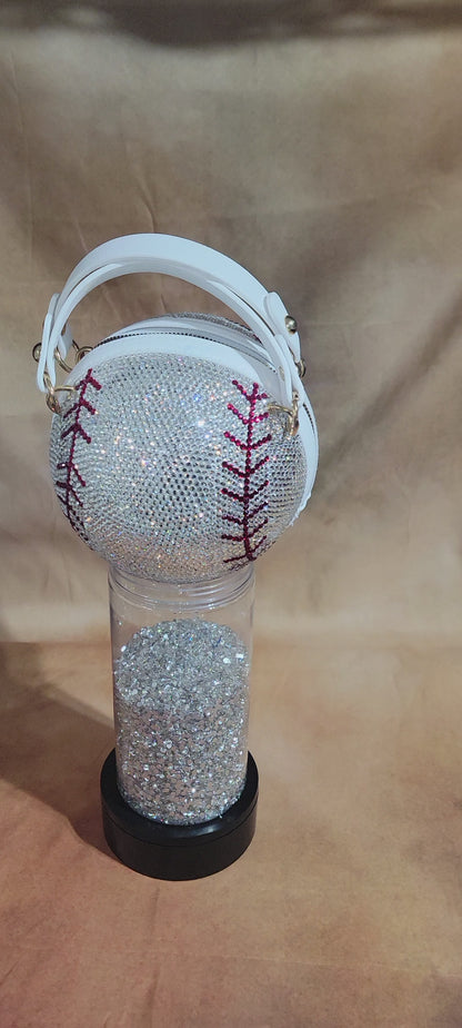Handcrafted Rhinestone Crossbody Red, Blue & Crystal Baseball Purse