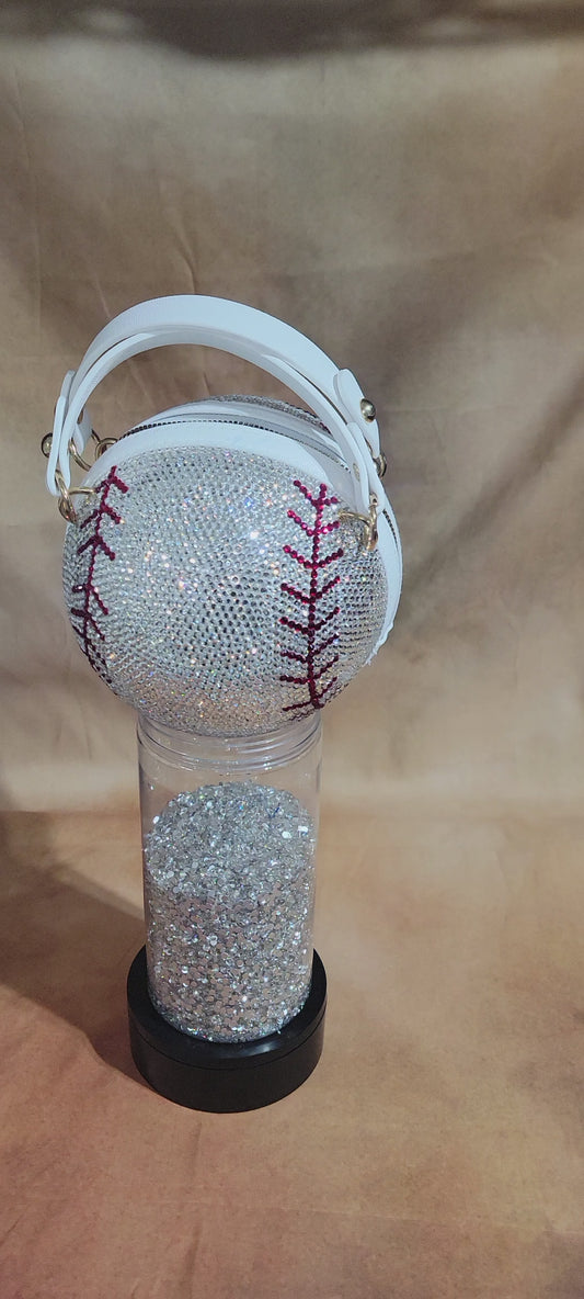 Handcrafted Rhinestone Crossbody Red, Blue & Crystal Baseball Purse