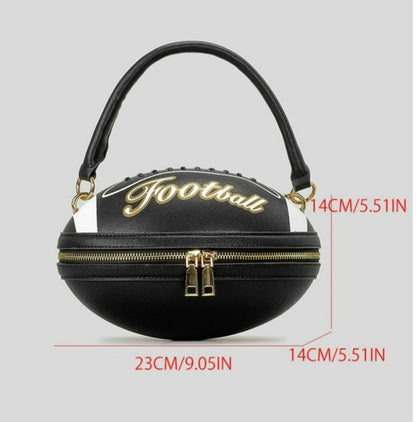 Green, Orange & Crystal Handcrafted Rhinestone Crossbody Football Purse Ju-Nel Fashion Boutique