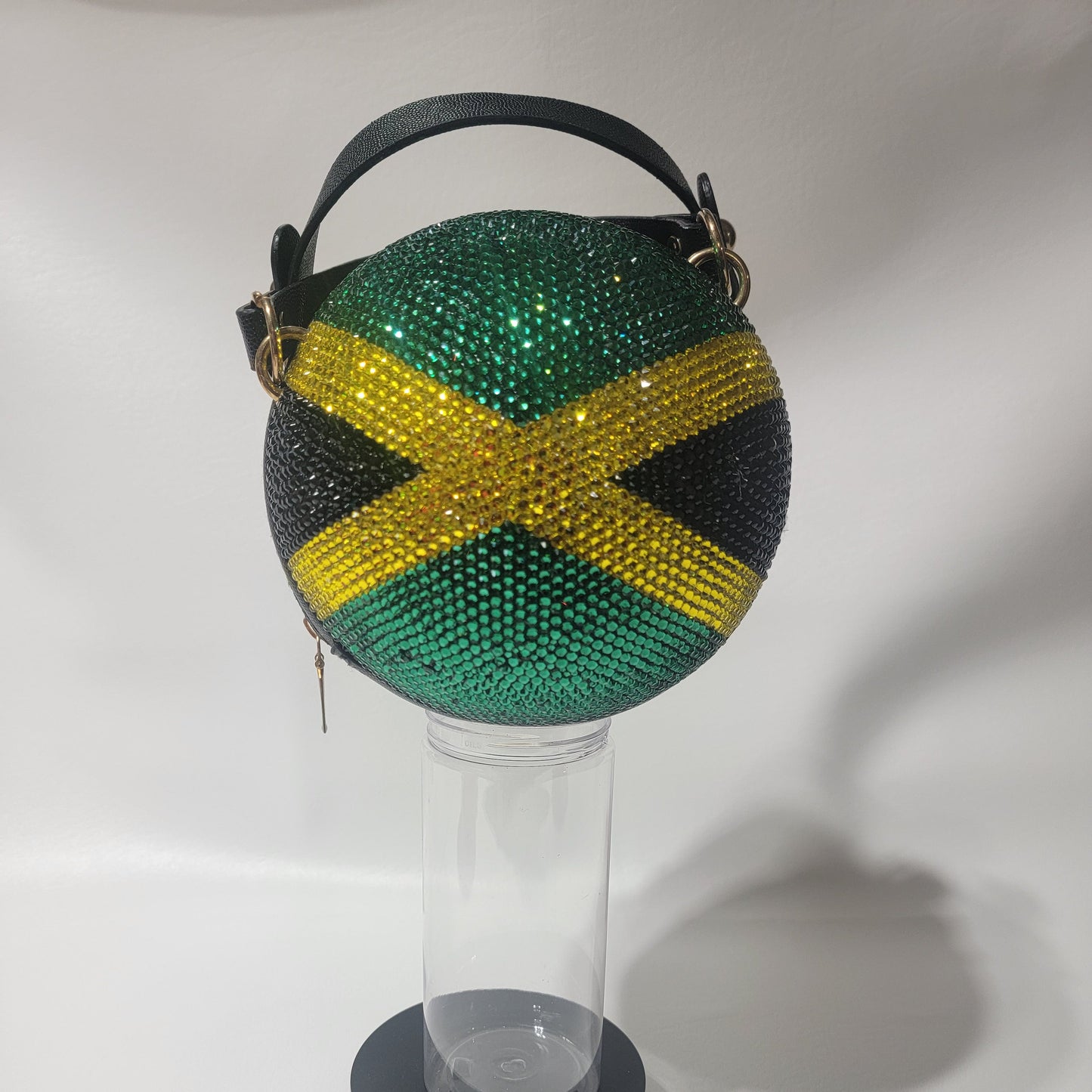 Handcrafted Jamaican Flag Cross Body Rhinestone Purse