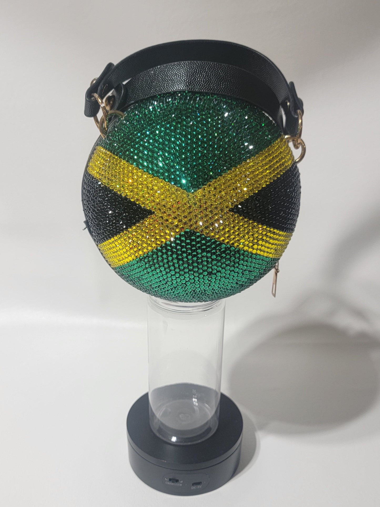 Handcrafted Jamaican Flag Cross Body Rhinestone Purse