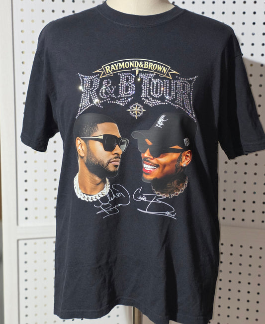 Raymond & Brown R&B Tour Graphic Tee – Rhinestone Concert Tribute Shirt