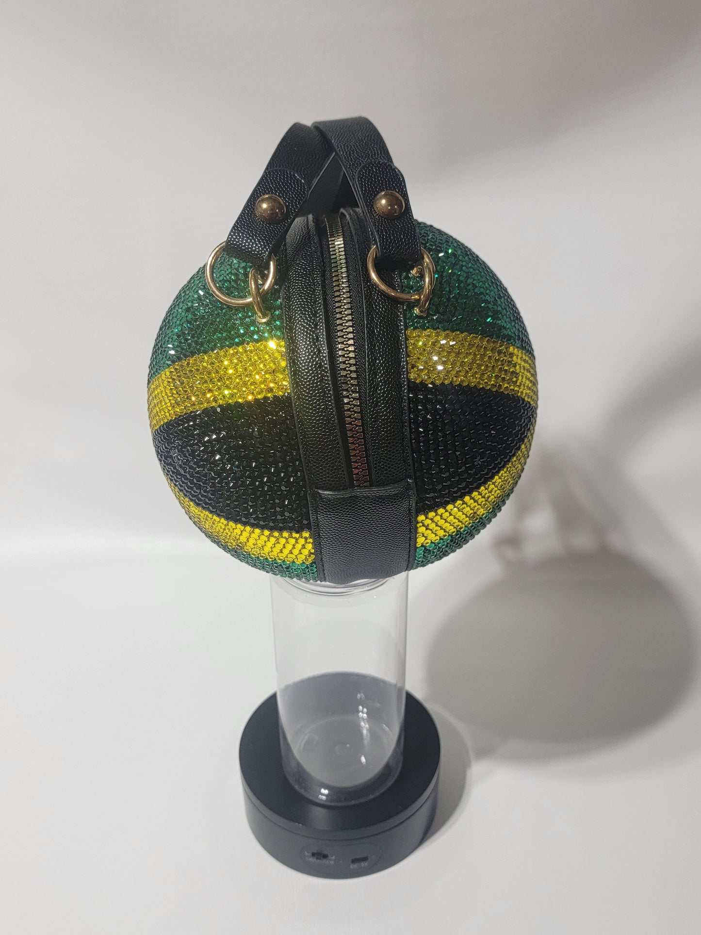 Handcrafted Jamaican Flag Cross Body Rhinestone Purse