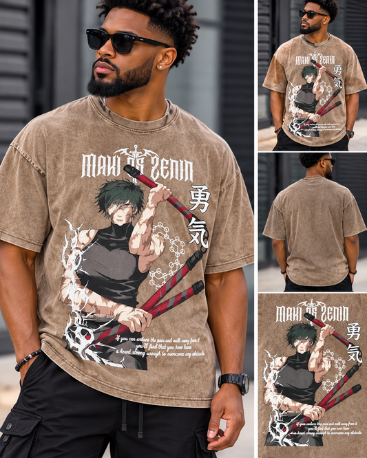 Vintage Anime Graphic T-Shirt – Oversized Washed Streetwear Tee