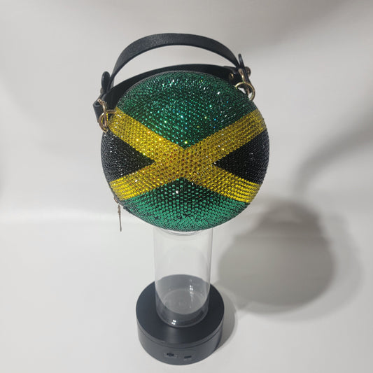 Handcrafted Jamaican Flag Cross Body Rhinestone Purse